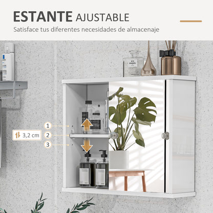 Bathroom Mirror Cabinet Hanging Bathroom Cabinet with Adjustable Shelf and Double Sliding Door for Bedroom 55x15x45 cm Glossy White