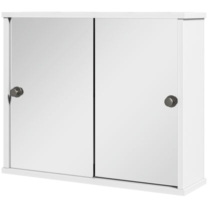 Bathroom Mirror Cabinet Hanging Bathroom Cabinet with Adjustable Shelf and Double Sliding Door for Bedroom 55x15x45 cm Glossy White