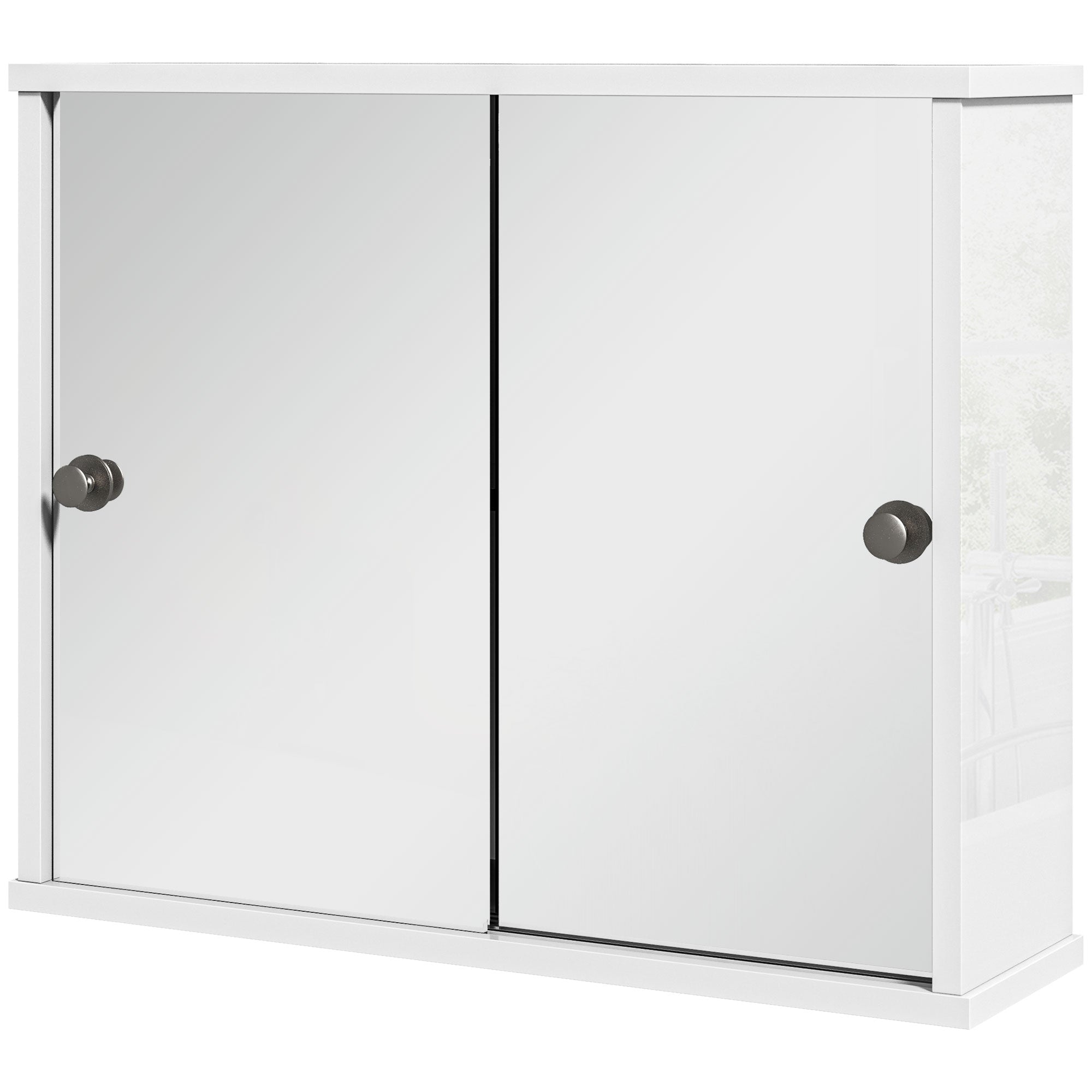Bathroom Mirror Cabinet Hanging Bathroom Cabinet with Adjustable Shelf and Double Sliding Door for Bedroom 55x15x45 cm Glossy White