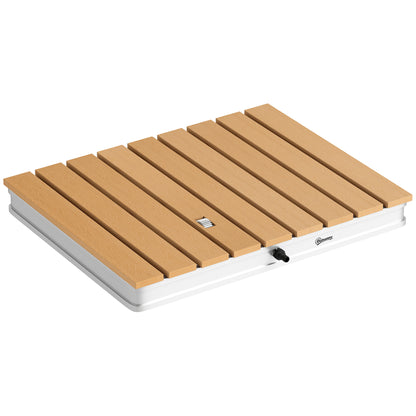 Ground Shower Garden Shower with Adjustable Foot Wheel Aluminum Outdoor Shower up to 4m Fountain Height 70 x 55 cm Sauna Shower Wood Look Non-slip Weatherproof Outdoor Camping Shower for Pool Sauna