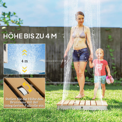 Ground Shower Garden Shower with Adjustable Foot Wheel Aluminum Outdoor Shower up to 4m Fountain Height 70 x 55 cm Sauna Shower Wood Look Non-slip Weatherproof Outdoor Camping Shower for Pool Sauna