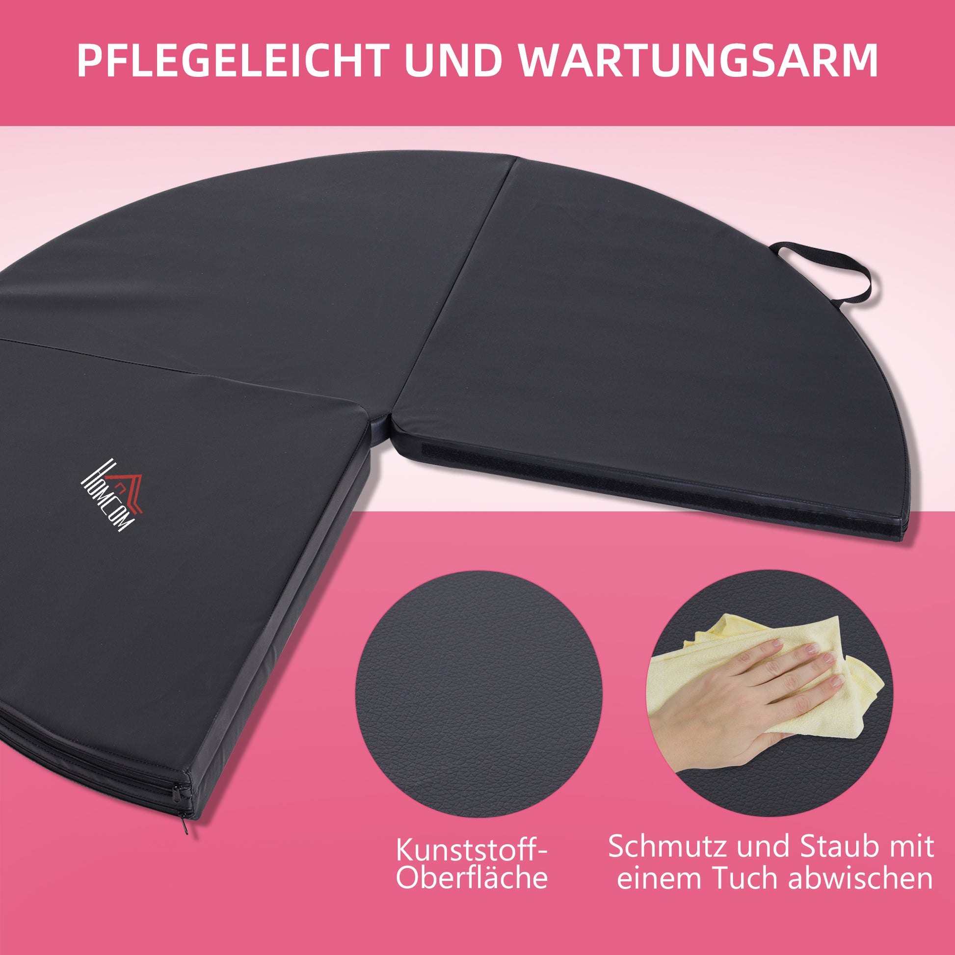 Dance Pole Mat, Ø 150cm Pole Dance Safety Mat, 5 cm Thick Pole Dance Mat, Foldable Safety Mat, Portable Fitness Mat, Shock-Absorbing Safety Mat, Gymnastics, Yoga, Black