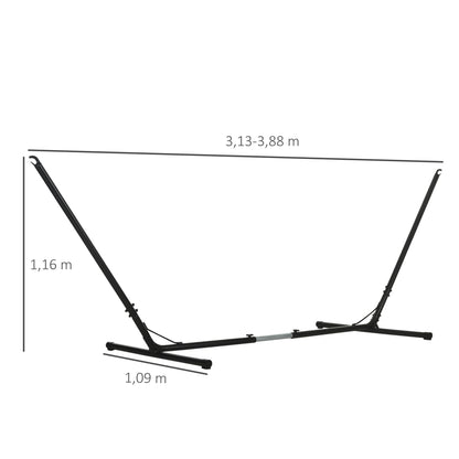 Adjustable Garden Hammock Stand 313-388x109x116 cm Metal Structure for Indoors and Outdoors Max Load 120 kg