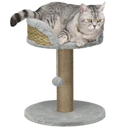 Scratching Tree 49 cm Small Cat Tower with Play Ball, Sisal Posts, Platform, Cat Scratching Tree, Climbing Tree, for Small Cats, Gray
