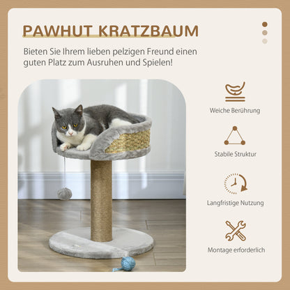 Scratching Tree 49 cm Small Cat Tower with Play Ball, Sisal Posts, Platform, Cat Scratching Tree, Climbing Tree, for Small Cats, Gray
