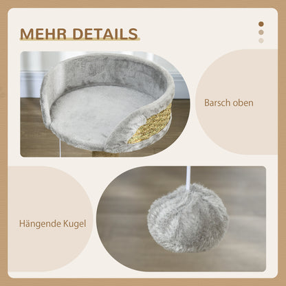 Scratching Tree 49 cm Small Cat Tower with Play Ball, Sisal Posts, Platform, Cat Scratching Tree, Climbing Tree, for Small Cats, Gray