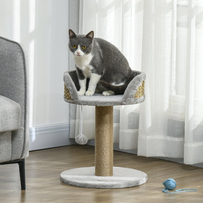 Scratching Tree 49 cm Small Cat Tower with Play Ball, Sisal Posts, Platform, Cat Scratching Tree, Climbing Tree, for Small Cats, Gray