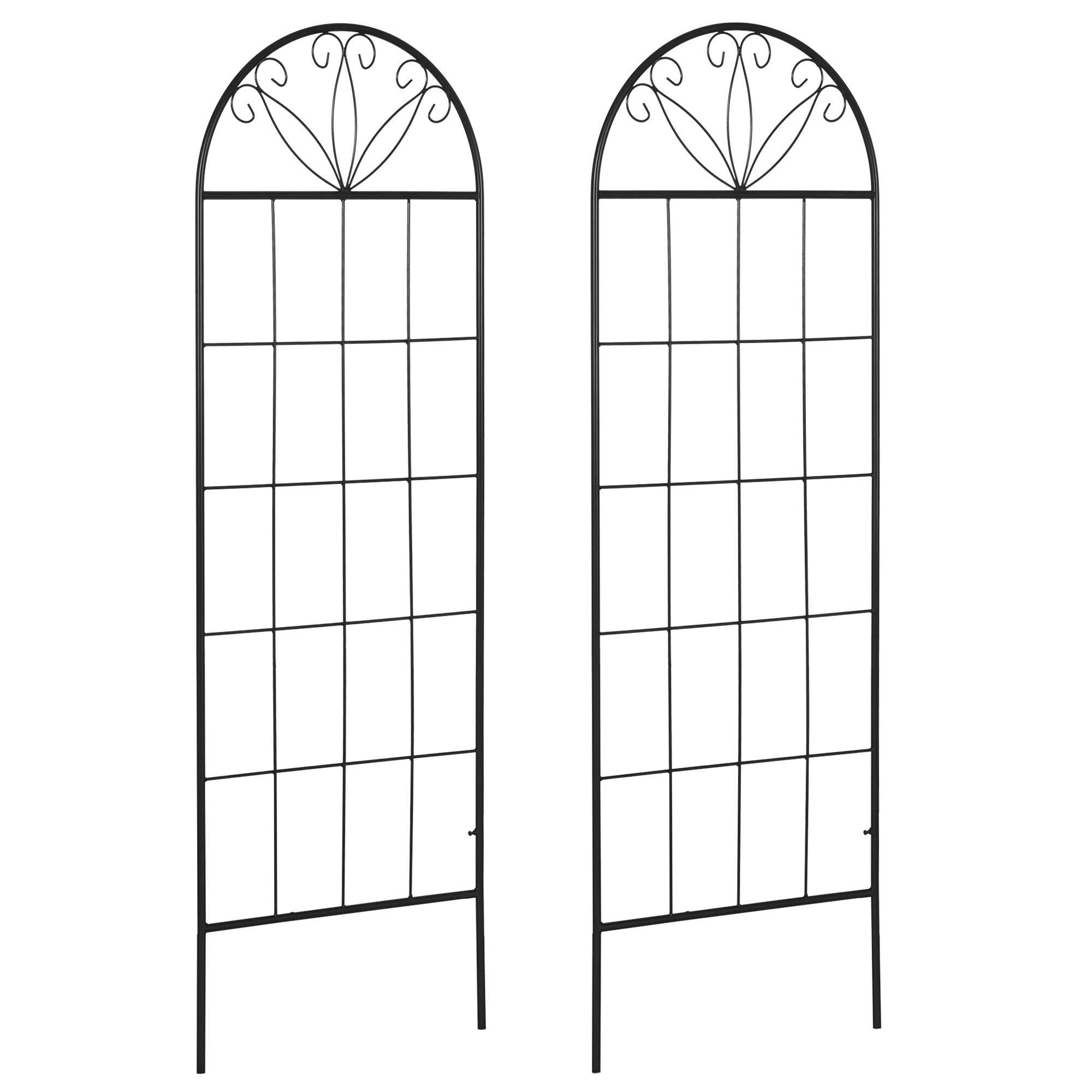 Garden Trellis Set of 2 Metal Climbing Plant Supports - 51 x 152 cm Black
