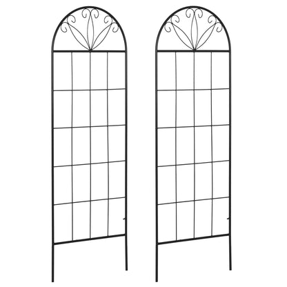Garden Trellis Set of 2 Metal Climbing Plant Supports - 51 x 152 cm Black