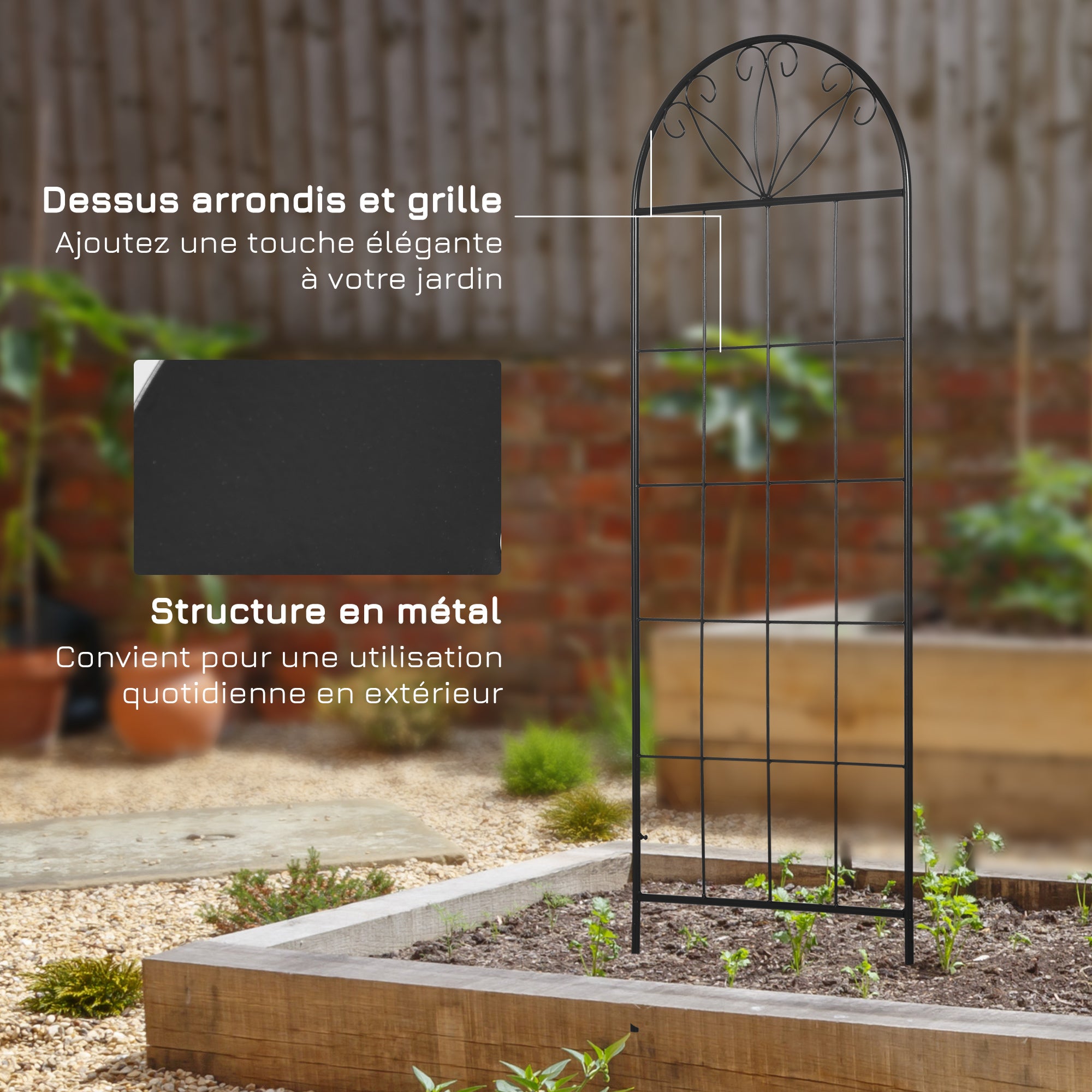 Garden Trellis Set of 2 Metal Climbing Plant Supports - 51 x 152 cm Black