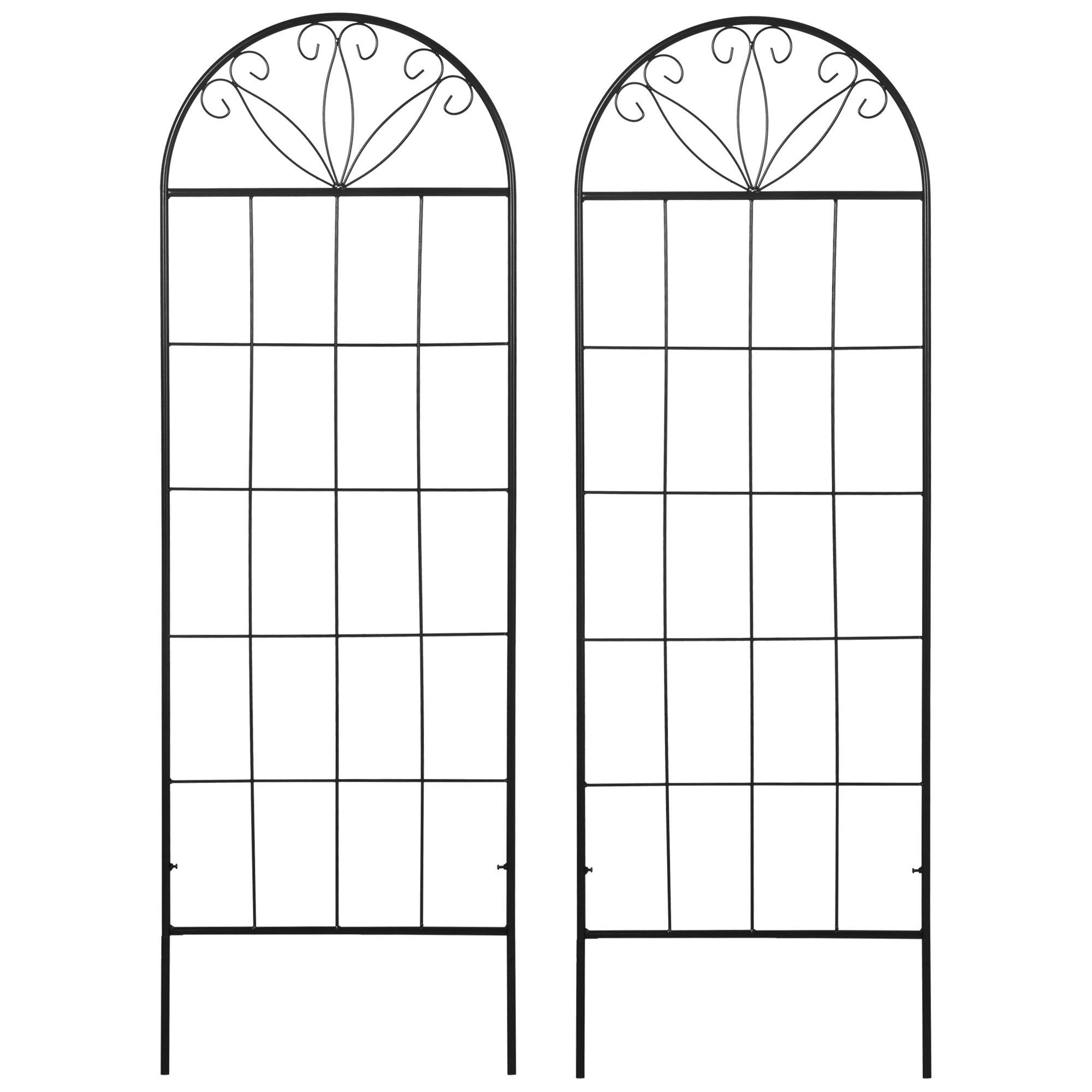 Garden Trellis Set of 2 Metal Climbing Plant Supports - 51 x 152 cm Black