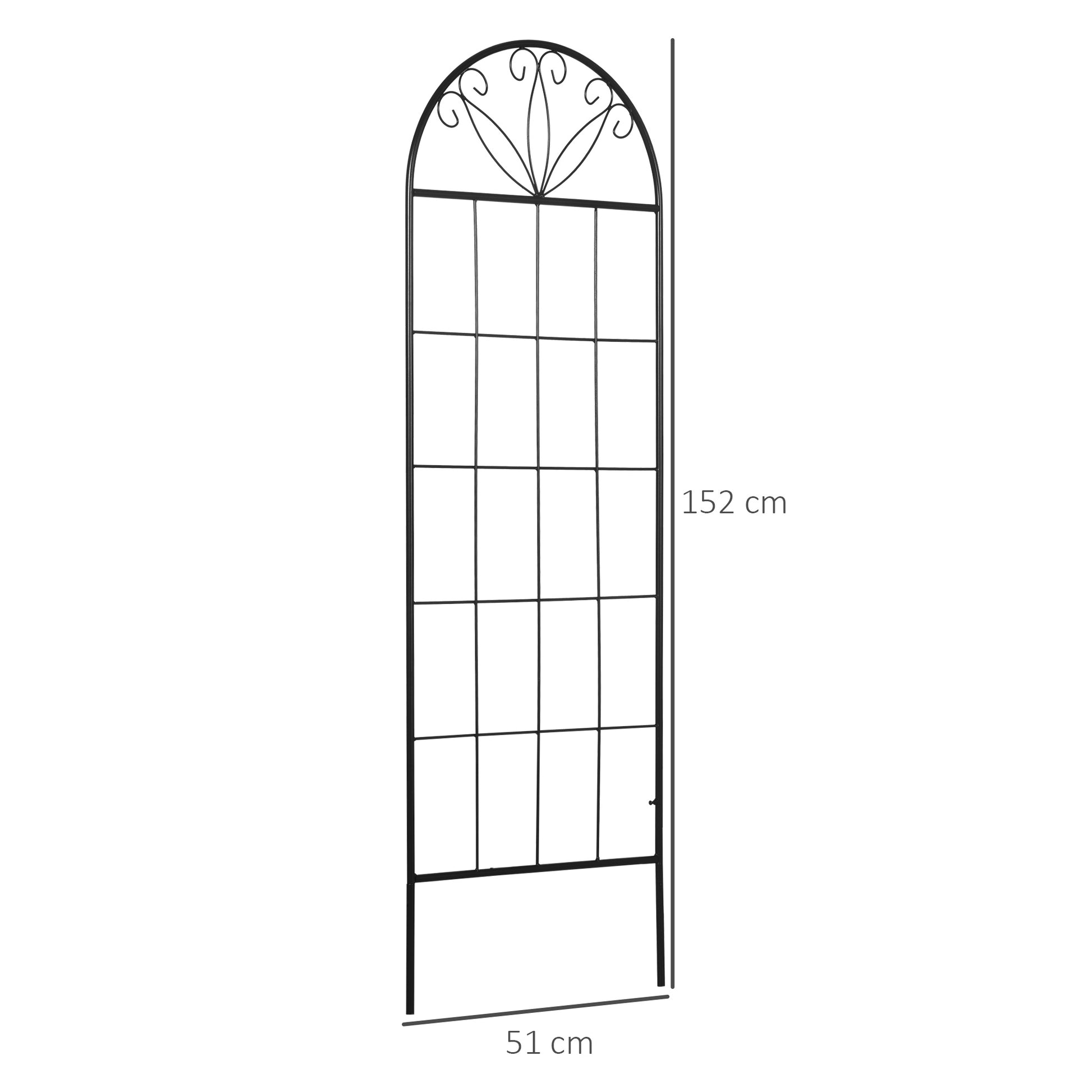 Garden Trellis Set of 2 Metal Climbing Plant Supports - 51 x 152 cm Black