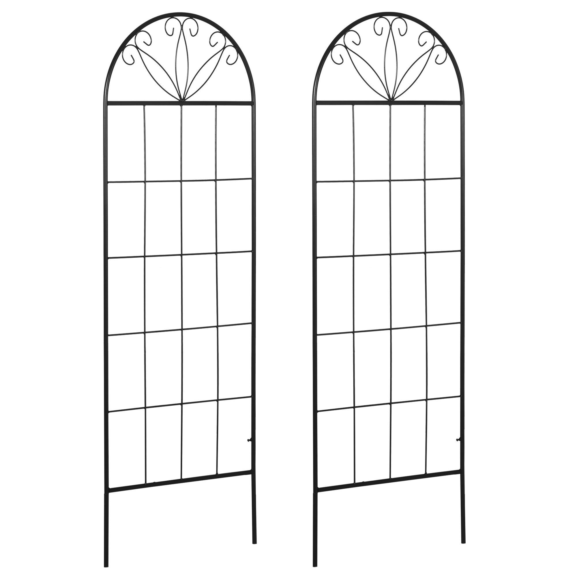 Garden Trellis Set of 2 Metal Climbing Plant Supports - 51 x 152 cm Black