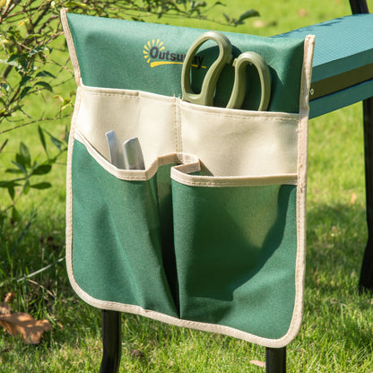 Folding Garden Kneeler Bench with Cushion, Supports up to 150 kg, Garden Bench for Kneeling & Sitting 58 x 28 x 49 cm Green