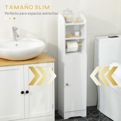 Bathroom Column Auxiliary Cabinet Multi-Purpose Bathroom Cabinet with Adjustable Shelf and Toilet Paper Holder for Bedroom 23x18x100 cm White