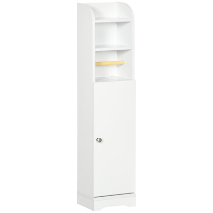 Bathroom Column Auxiliary Cabinet Multi-Purpose Bathroom Cabinet with Adjustable Shelf and Toilet Paper Holder for Bedroom 23x18x100 cm White