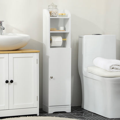 Bathroom Column Auxiliary Cabinet Multi-Purpose Bathroom Cabinet with Adjustable Shelf and Toilet Paper Holder for Bedroom 23x18x100 cm White