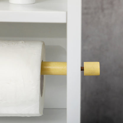 Bathroom Column Auxiliary Cabinet Multi-Purpose Bathroom Cabinet with Adjustable Shelf and Toilet Paper Holder for Bedroom 23x18x100 cm White