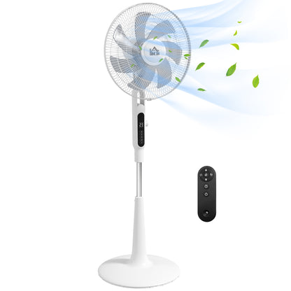 40 W Quiet Pedestal Fan with Remote Control 7 Blades 28 Speeds Adjustable Height 75° Oscillation Timer and Mosquito Repellent Function White