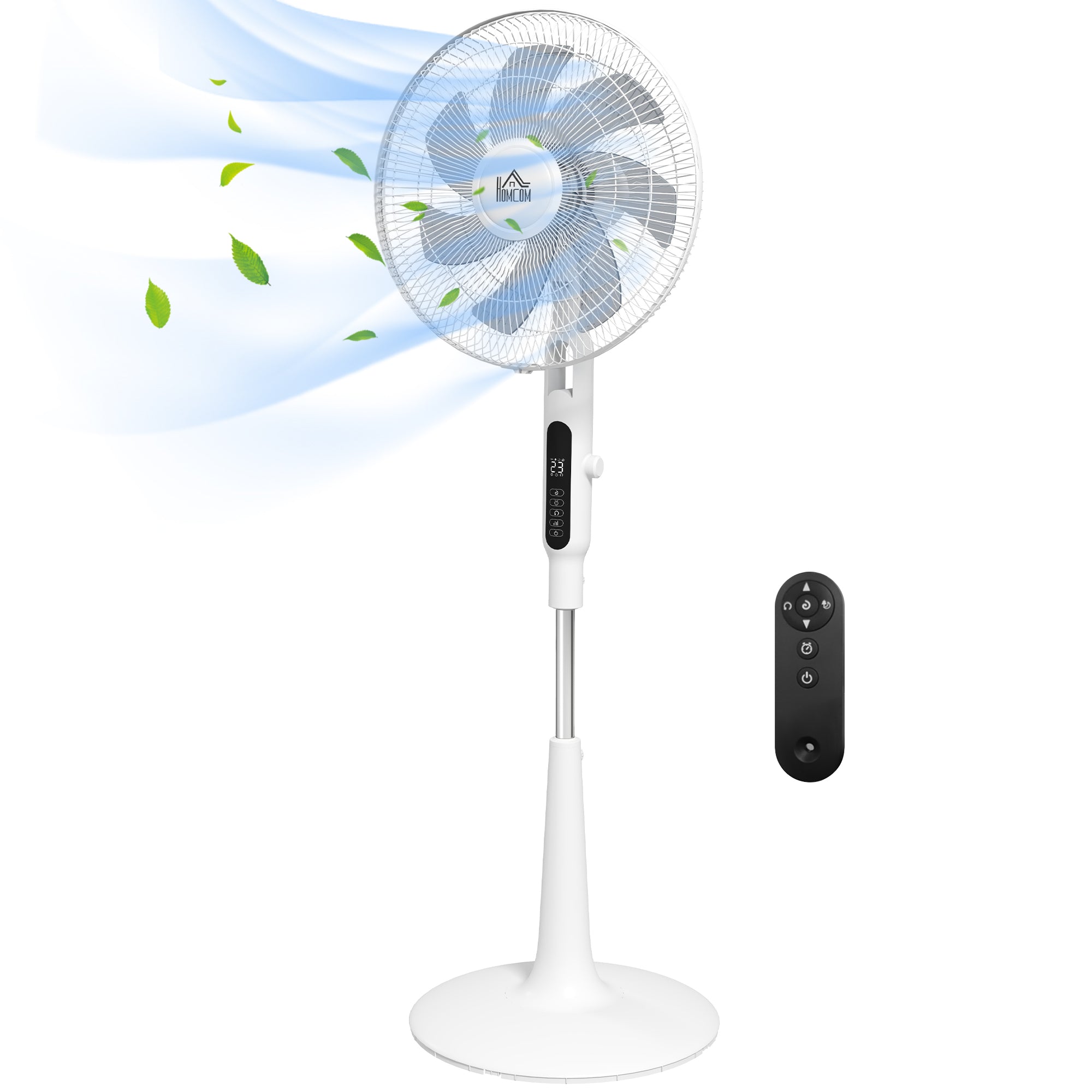 40 W Quiet Pedestal Fan with Remote Control 7 Blades 28 Speeds Adjustable Height 75° Oscillation Timer and Mosquito Repellent Function White