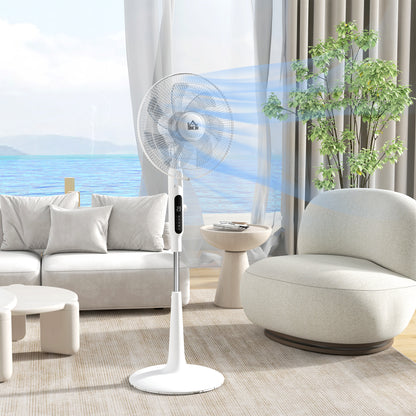 40 W Quiet Pedestal Fan with Remote Control 7 Blades 28 Speeds Adjustable Height 75° Oscillation Timer and Mosquito Repellent Function White