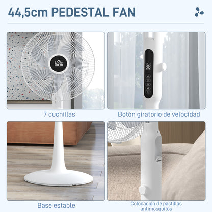 40 W Quiet Pedestal Fan with Remote Control 7 Blades 28 Speeds Adjustable Height 75° Oscillation Timer and Mosquito Repellent Function White