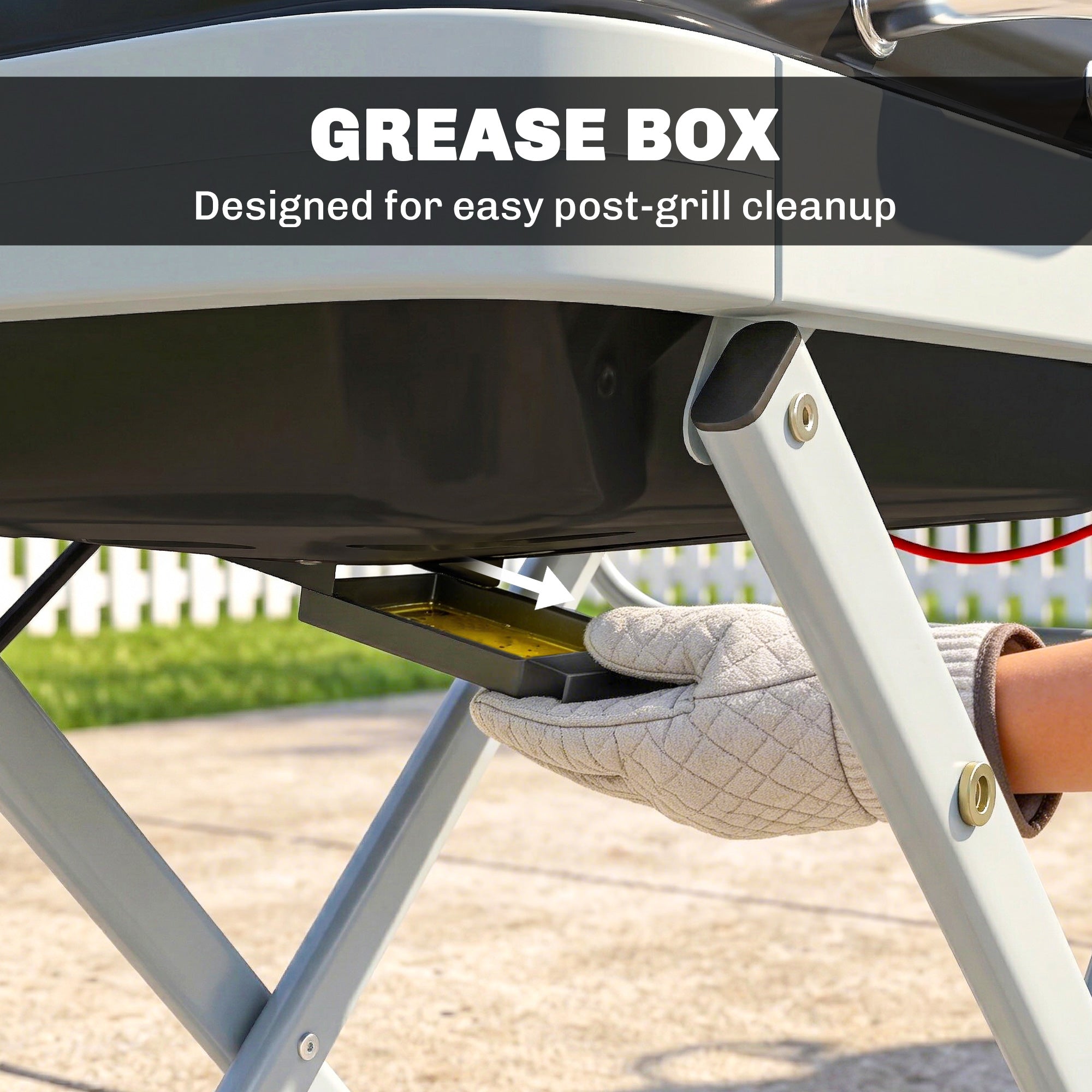 Portable 1-Burner 2.5 kW Folding Gas Grill with Cart, Side Shelf, Lid Thermometer & Drip Tray — Tabletop Outdoor Grill for BBQ, Camping & Garden