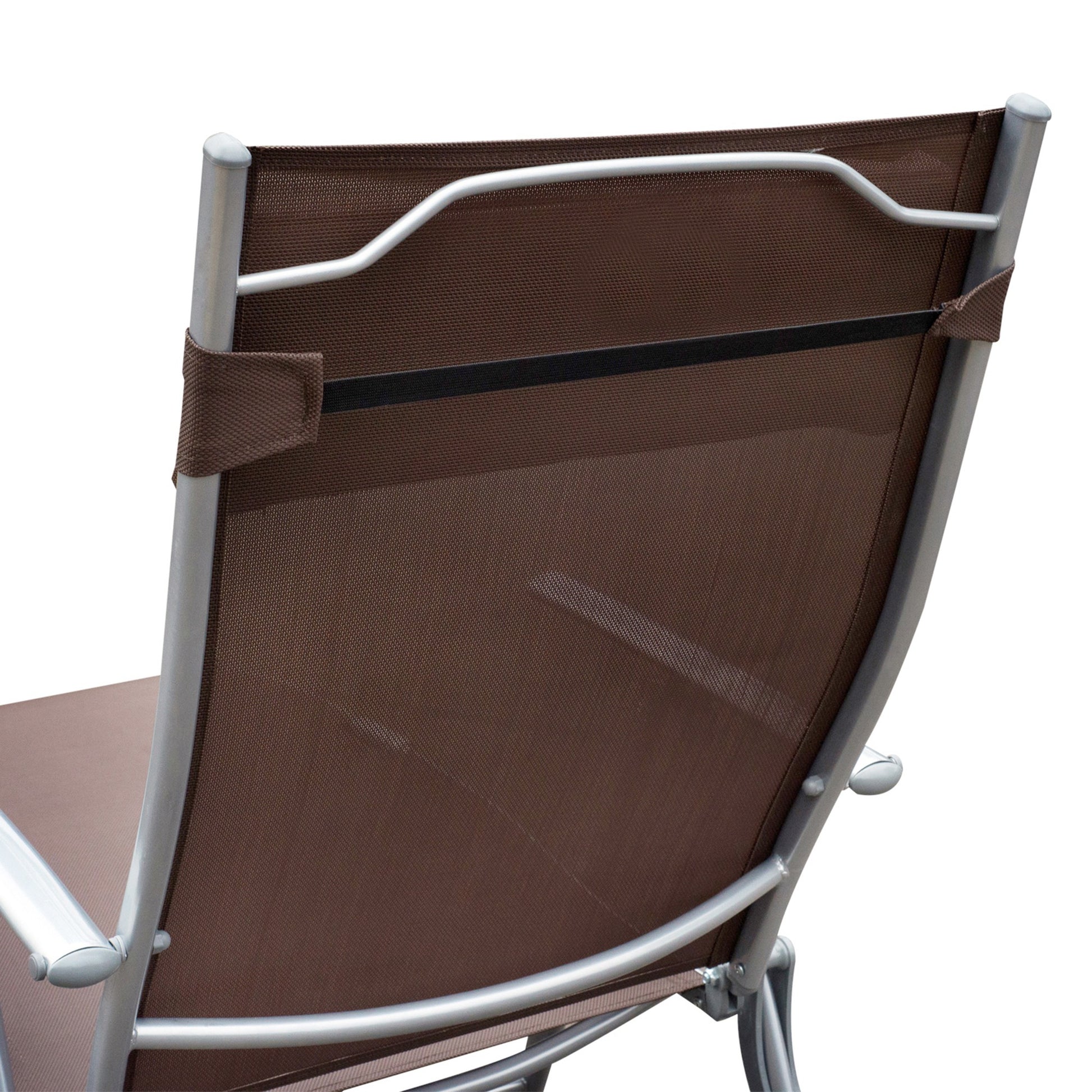 Folding Sun Lounger Beach Chair with Headrest, 7-Position Adjustable Backrest Garden Lounger Relax Chair Outdoor Sunbed up to 165 kg Load Capacity, for Garden Holiday Outdoor, Brown