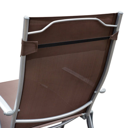 Folding Sun Lounger Beach Chair with Headrest, 7-Position Adjustable Backrest Garden Lounger Relax Chair Outdoor Sunbed up to 165 kg Load Capacity, for Garden Holiday Outdoor, Brown