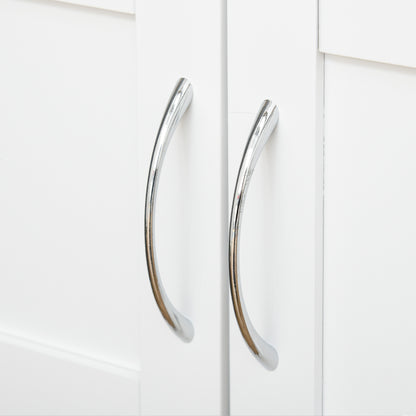 Kitchen Cart Utility Trolley with Wheels Drawer 2 Storage Cabinets and 3 Open Shelves for 9 Bottles for Dining Room Restaurant 67x37x87 cm White