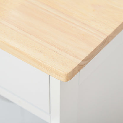 Kitchen Cart Utility Trolley with Wheels Drawer 2 Storage Cabinets and 3 Open Shelves for 9 Bottles for Dining Room Restaurant 67x37x87 cm White