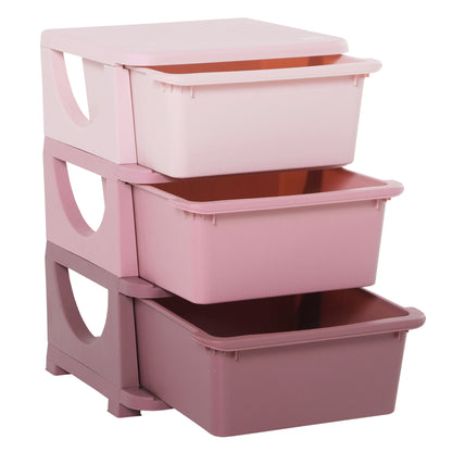 Drawer Cabinet for Kids with Storage Space Storage Boxes Toy Organizer Toy Box Three Levels for Kids' Room 3-6 Years Kids' Furniture Pink 37 x 37 x 56.5 cm