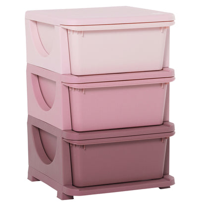 Drawer Cabinet for Kids with Storage Space Storage Boxes Toy Organizer Toy Box Three Levels for Kids' Room 3-6 Years Kids' Furniture Pink 37 x 37 x 56.5 cm