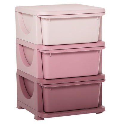 Drawer Cabinet for Kids with Storage Space Storage Boxes Toy Organizer Toy Box Three Levels for Kids' Room 3-6 Years Kids' Furniture Pink 37 x 37 x 56.5 cm