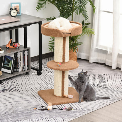 Cat Tree 91 cm Cat Tower with Sisal Posts, Platform, Cushion Multi-Level Cat Scratching Tree, Climbing Tree, for Medium Cats, Light Brown