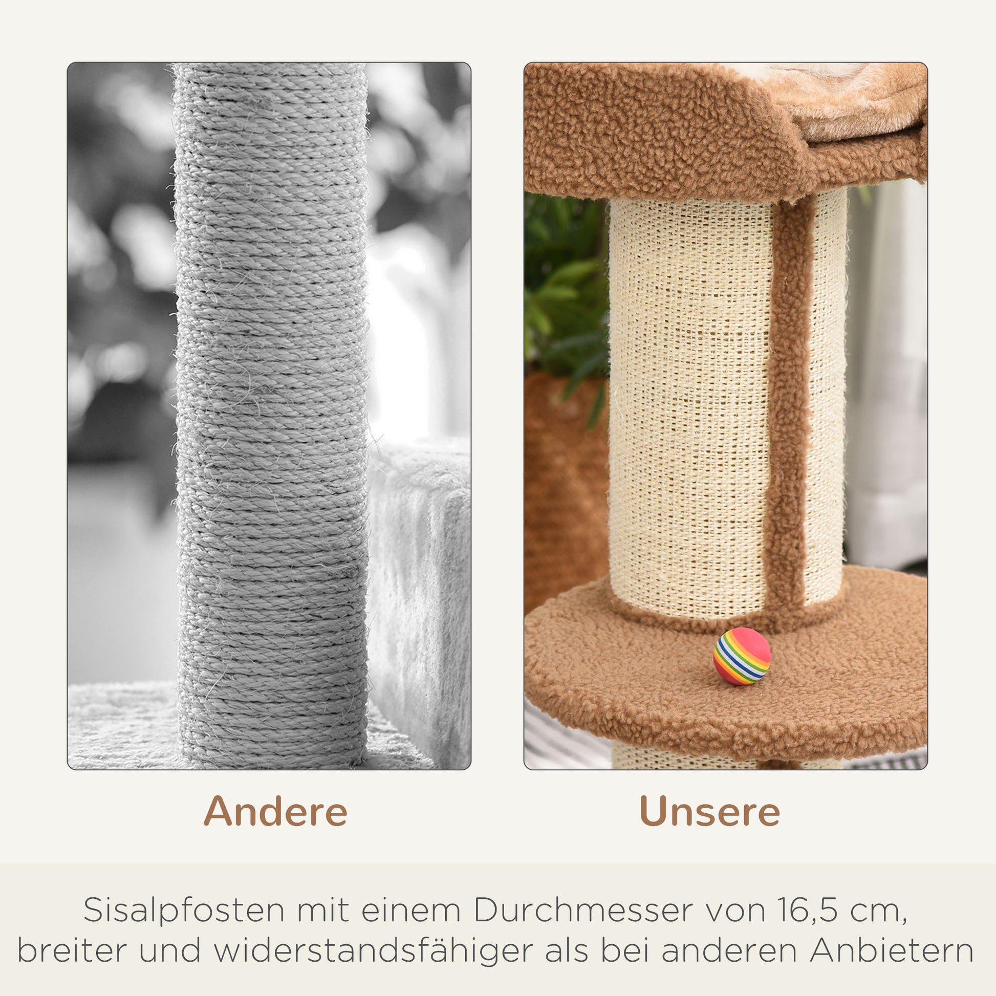 Cat Tree 91 cm Cat Tower with Sisal Posts, Platform, Cushion Multi-Level Cat Scratching Tree, Climbing Tree, for Medium Cats, Light Brown