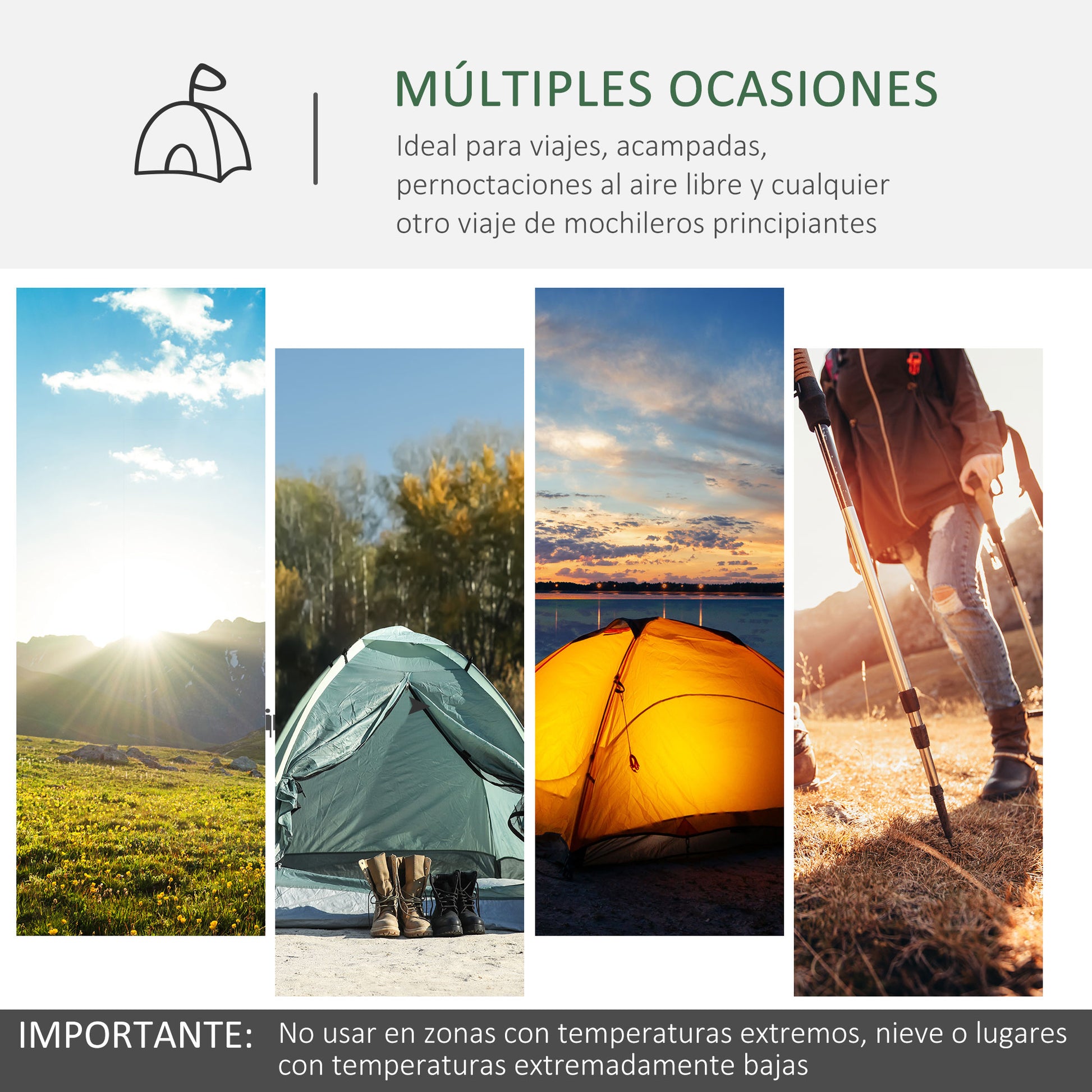 Family Tunnel Tent for 2-3 People Foldable Waterproof 2000+ mm UV Resistant 20+ Lightweight with Vestibule and 4 Seasons for Camping Hiking Festivals 426x206x154 cm Green