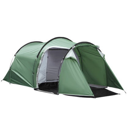 Family Tunnel Tent for 2-3 People Foldable Waterproof 2000+ mm UV Resistant 20+ Lightweight with Vestibule and 4 Seasons for Camping Hiking Festivals 426x206x154 cm Green
