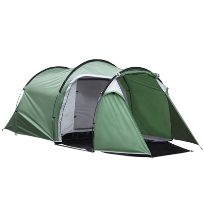 Family Tunnel Tent for 2-3 People Foldable Waterproof 2000+ mm UV Resistant 20+ Lightweight with Vestibule and 4 Seasons for Camping Hiking Festivals 426x206x154 cm Green