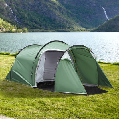 Family Tunnel Tent for 2-3 People Foldable Waterproof 2000+ mm UV Resistant 20+ Lightweight with Vestibule and 4 Seasons for Camping Hiking Festivals 426x206x154 cm Green