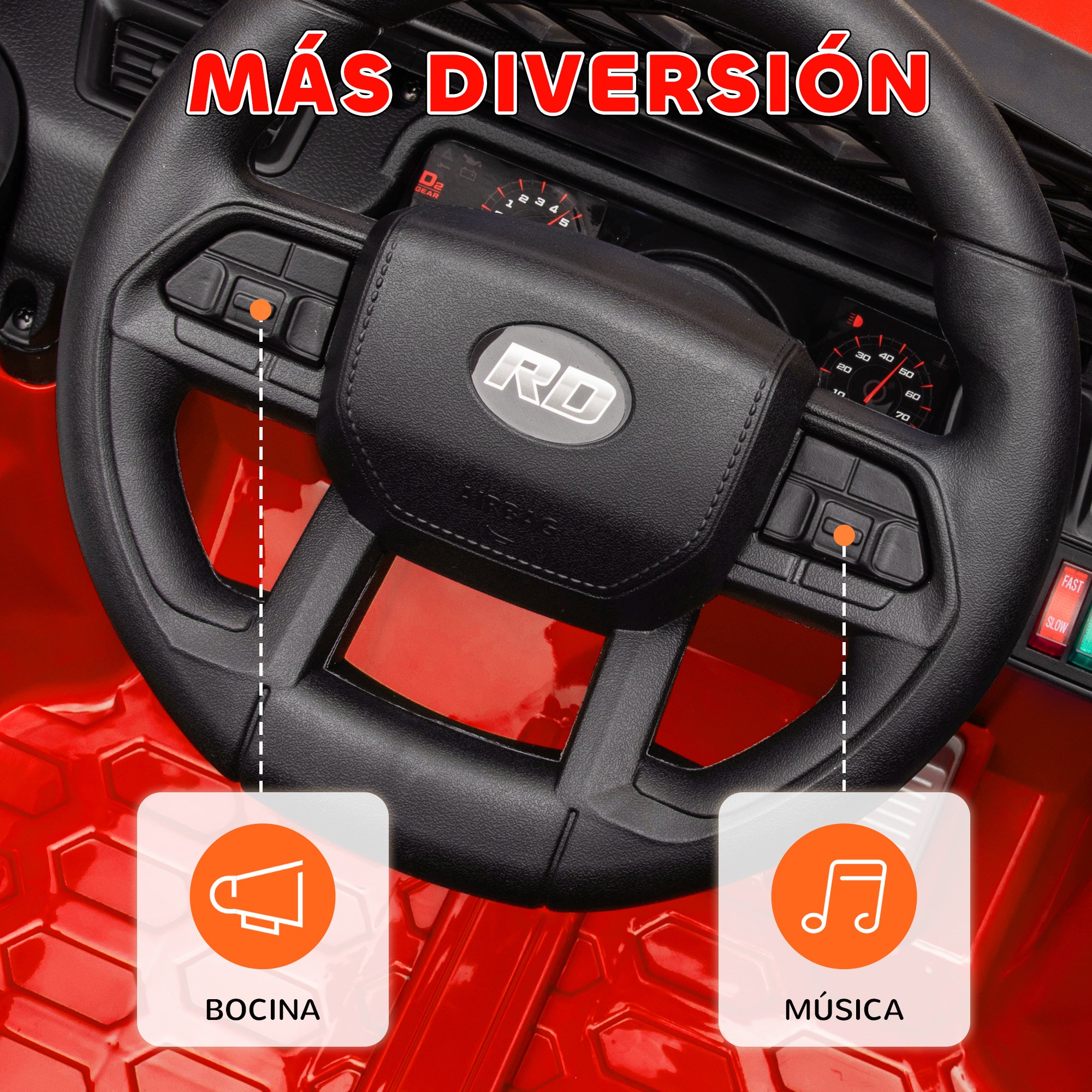 Electric Car for Kids 3+ Years Old 12V Kids' Electric Car with Remote Control Adjustable Speed USB Headlights Horn Red