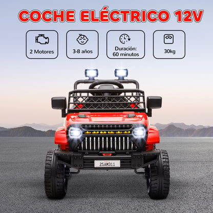 Electric Car for Kids 3+ Years Old 12V Kids' Electric Car with Remote Control Adjustable Speed USB Headlights Horn Red
