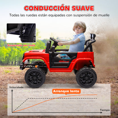 Electric Car for Kids 3+ Years Old 12V Kids' Electric Car with Remote Control Adjustable Speed USB Headlights Horn Red
