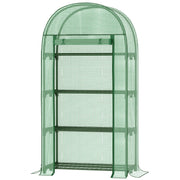 Balcony Mini Greenhouse with 4 Shelves, Mini Greenhouse, Greenhouse, Tomato House, Plant House, Cold Frame, Metal, Green, 80 x 49 x 160 cm