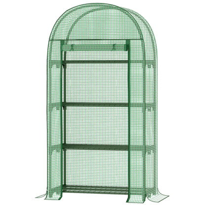Balcony Mini Greenhouse with 4 Shelves, Mini Greenhouse, Greenhouse, Tomato House, Plant House, Cold Frame, Metal, Green, 80 x 49 x 160 cm