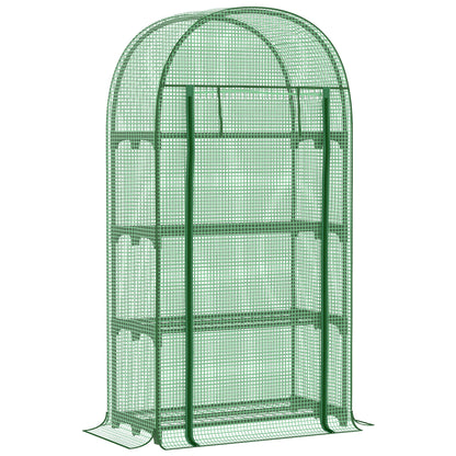 Balcony Mini Greenhouse with 4 Shelves, Mini Greenhouse, Greenhouse, Tomato House, Plant House, Cold Frame, Metal, Green, 80 x 49 x 160 cm