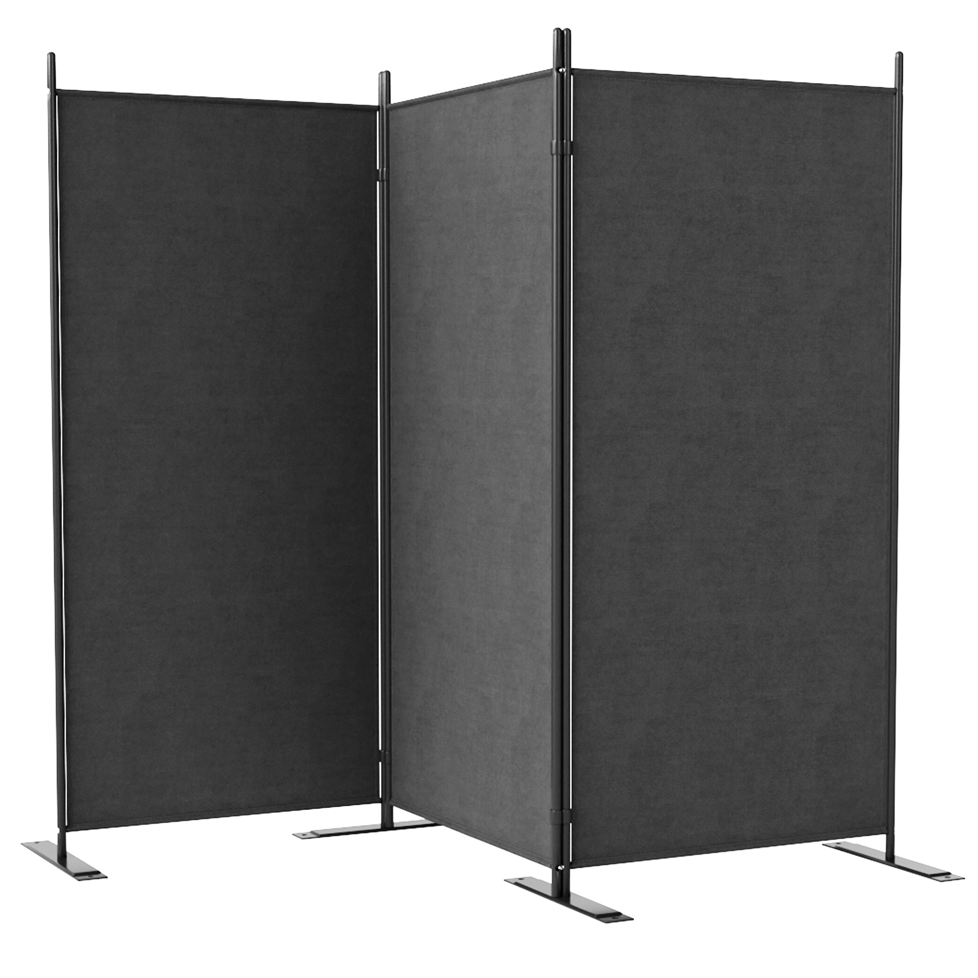 3-Panel Foldable and Adjustable Outdoor Windbreak with Wide Feet, Polyester and Metal Garden Divider, 252x44x176 cm, UV30+, Dark Grey