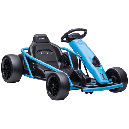 Kids Electric Go-Kart 12V 6-13km/h Drift Kart with Slow Start, Music, Horn, and Seat Belt, Children's Vehicle for 8-12 Years, Blue