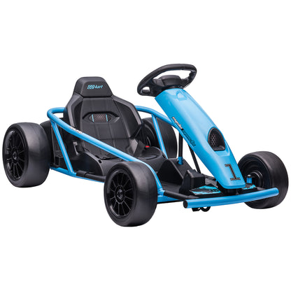 Kids Electric Go-Kart 12V 6-13km/h Drift Kart with Slow Start, Music, Horn, and Seat Belt, Children's Vehicle for 8-12 Years, Blue