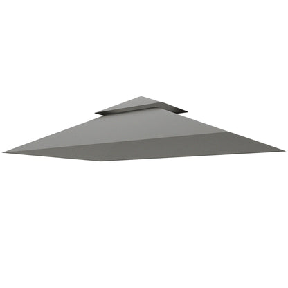 Replacement Canopy for BBQ Gazebo 2.4 x 1.5 m, Replacement Awning for 2-Tier Barbecue Shelter, 160gsm Anti-UV Polyester, Light Gray